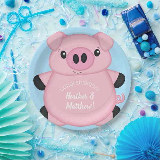 Blue Pig Baby Dusche Pappteller (Party)