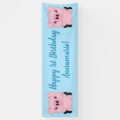 Blue Pig Birthday Party Banner (Vertikal)