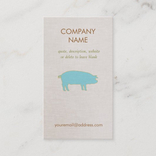 Blue Pig Business Card Visitenkarte (Vorderseite)