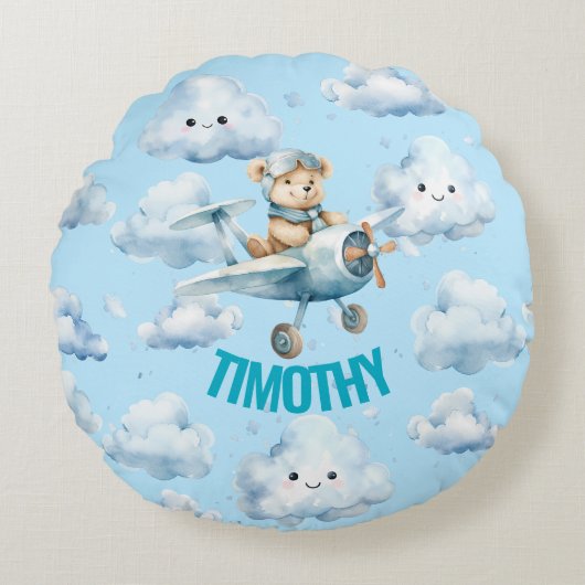 Blue Pilot Teddy Bear Kissen (Vorderseite)