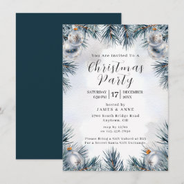 Blue Pine Christmas Party Invitation Einladung
