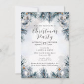 Blue Pine Christmas Party Invitation Einladung (Vorderseite)
