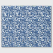 Blue Pine Cones und Branches Weihnachtsmuseum Geschenkpapier (Flach)