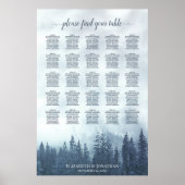Blue Pine Forest 25 Table Wedding Seating Chart Poster (Vorne)
