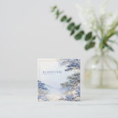 Blue Pine Tree Landscape Gold Frame Artistic Quadratische Visitenkarte (Stehend Vorderseite)