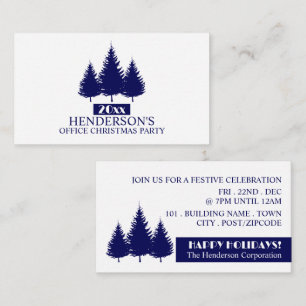 Blue Pine Tree Silhouetten, Party Ticket Begleitkarte