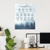 Blue Pine Trees 14 Table Wedding Seating Chart Poster (Heimbüro)