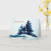 Blue Pine Trees Weihnachtskarte Karte (Gelbe Blume)