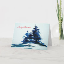 Blue Pine Trees Weihnachtskarte