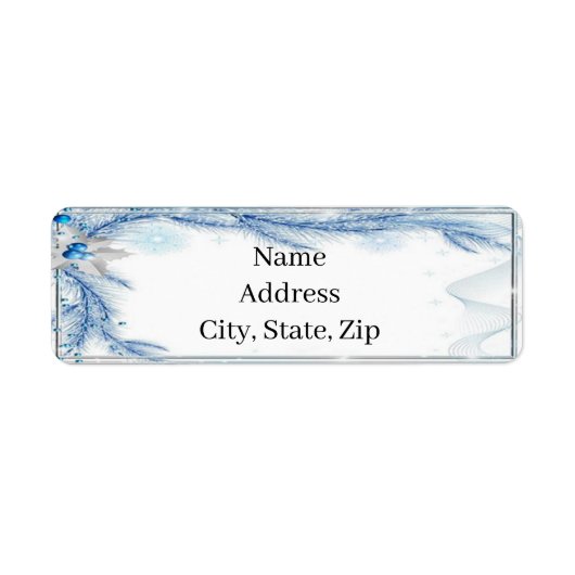 Blue Pine Winter Christmas Address Labels (Vorne)