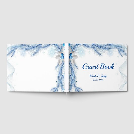 Blue Pine Winter Christmas Gästebuch (Voll)