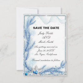 Blue Pine Winter Christmas Save the Date Card