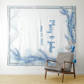 Blue Pine Winter Weihnachten Hochzeit Foto Hinterg Wandteppich (Beispiel (Horizontal))