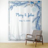 Blue Pine Winter Weihnachten Hochzeit Foto Hinterg Wandteppich (Beispiel)