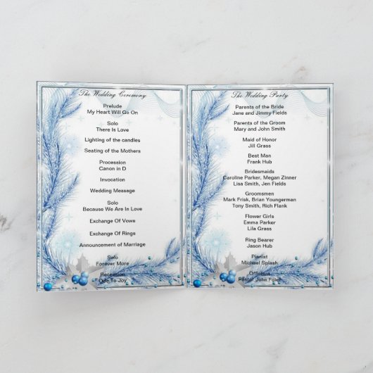 Blue Pine Winter Weihnachtskarte Karte (Innenseite)