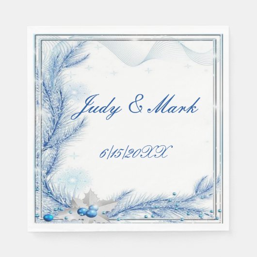 Blue Pine Winter Weihnachtszeitung Napkins Serviette (Vorderseite)