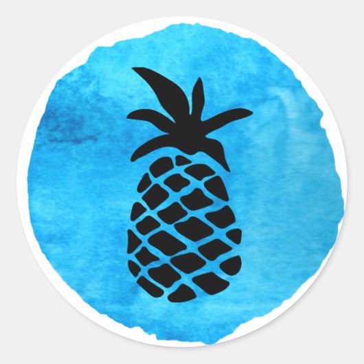 Blue Pineapple Runder Aufkleber (Vorderseite)