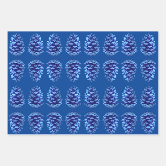 Blue Pinecone Artsy Wrapping Craft Paper Geschenkpapier Set (Vorderseite)