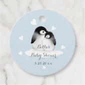 Blue Pinguin Baby Dusche Geschenkanhänger (Vorderseite)