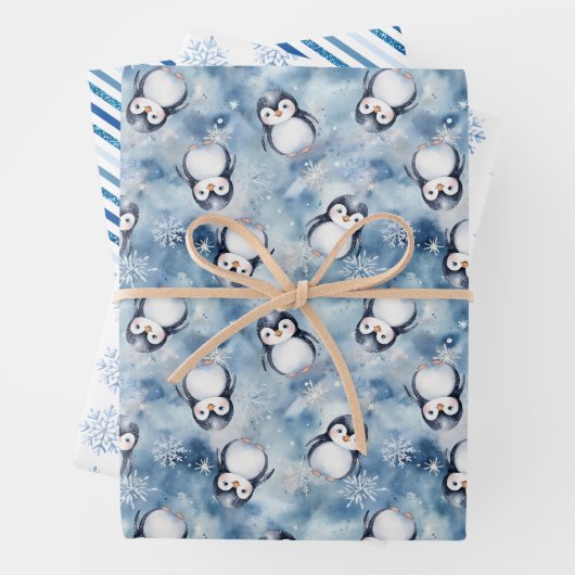 Blue Pinguin Baby Duschgeschenk Packung Geschenkpapier Set (Beispiel)