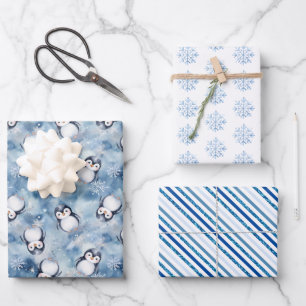 Blue Pinguin Baby Duschgeschenk Packung Geschenkpapier Set