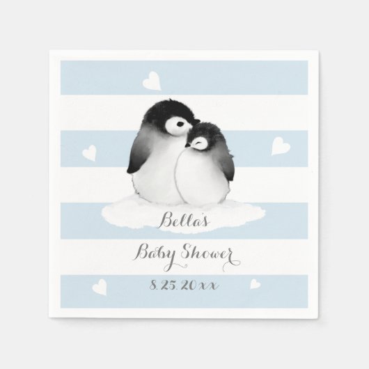 Blue Pinguin Paper Napkins Serviette (Vorderseite)