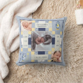Blue Pinguin Quilt Baby Birth Stats Personalisiert Kissen (Decke)