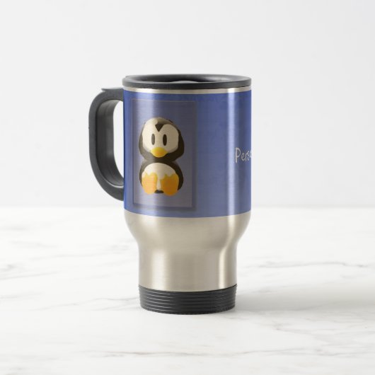 Blue Pinguin Travel Mug Reisebecher (Vorderseite Links)