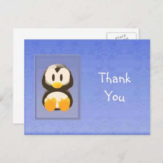 Blue Pinguin Vielen Dank Postcard Postkarte (Vorne/Hinten)