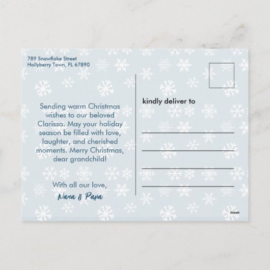 Blue Pinguin Weihnachten Urlaub Postkarte für Kind (Rückseite)