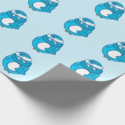 Blue Pinguin Wrapping Paper Geschenkpapier (Ecke)