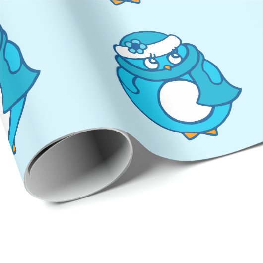 Blue Pinguin Wrapping Paper Geschenkpapier (Rolleneckpunkt)