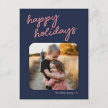 Blue Pink 1-Foto Happy Holidays Script