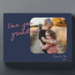 Blue Pink 1-Photo Love You Custom Script Photo Fotoplatte<br><div class="desc">A heartfelt, minimalistic 1-photo holiday gift photo plaque with vintage vibes in pink and blue your custom message in a fun, casual script font. Personalize with your photo, name, year and message of your choice. The color palette is a fresh mix of pink and deep blue, adding a modern twist...</div>