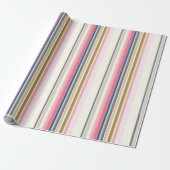 Blue, pink, almond and coffee stripes geschenkpapier (Ungerollt)