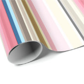 Blue, pink, almond and coffee stripes geschenkpapier (Rolleneckpunkt)