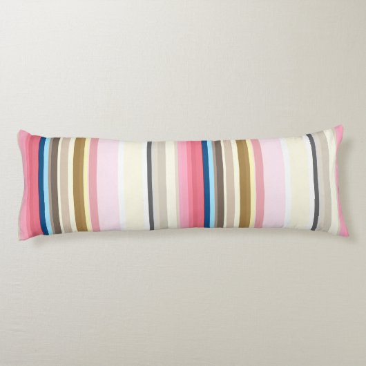Blue, pink, almond and coffee stripes seitenschläferkissen (Rückseite)