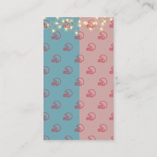 Blue & Pink American Football Helmet Baby Dusche Begleitkarte (Rückseite)