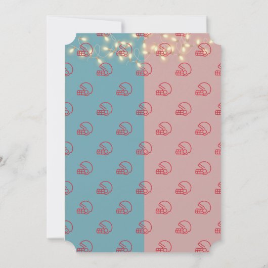 Blue & Pink American Football Helmet Baby Dusche Einladung (Rückseite)