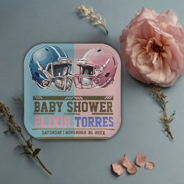 Blue & Pink American Football Helmet Baby Dusche Pappteller