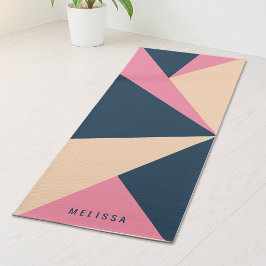 Blue Pink And Beige Triangle Color Blocks And Name Yogamatte
