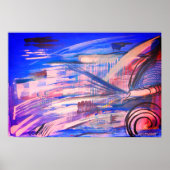 Blue Pink and Grau Abstrakt Art Poster (Vorne)