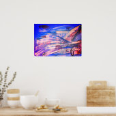 Blue Pink and Grau Abstrakt Art Poster (Küche)