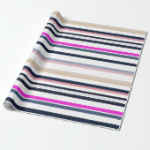 Blue Pink and Sand Stripes Geschenkpapier (Ungerollt)