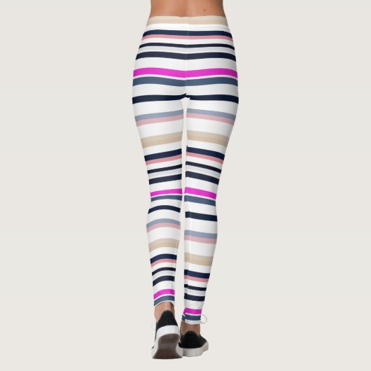 Blue Pink and Sand Stripes Leggings (Rückseite)