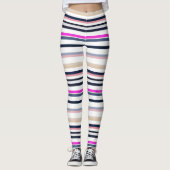 Blue Pink and Sand Stripes Leggings (Vorderseite)