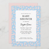 Blue Pink Animal Print Gender Reveal Baby Shower Einladung (Vorne/Hinten)