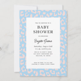 Blue Pink Animal Print Gender Reveal Baby Shower Einladung