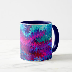 Blue Pink Aquamarin Abstrakt Marbella Ebru Kunst Tasse