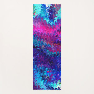 Blue Pink Aquamarin Abstrakt Marbella Ebru Kunst Yogamatte